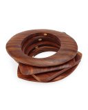 Mixed-Shape Wooden Bangles, Set of 4