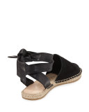 Heloise Ankle-Wrap Espadrille Flat, Black