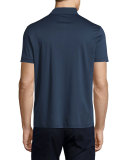 Knit Polo Shirt w/Contrast Placket, Navy