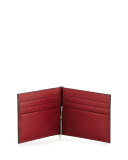 Bicolor Saffiano Leather Card Case w/ Money Clip
