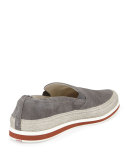 Suede Slip-On Espadrille, Gray 