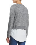 2-in-1 Cotton V-Neck Sweatshirt, Gray Melange