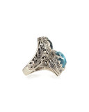 Turquoise & Rock Crystal Doublet Bypass Ring