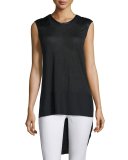 Riley Sleeveless Silk-Blend Top, Black