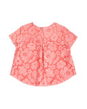 Short-Sleeve Boxy Lace Top, Pink, Size 4-10