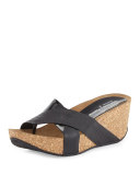 Gallo Crisscross Wedge Sandal, Black