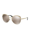Mirrored Inlay Butterfly Sunglasses, Gold