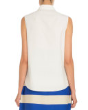 Star-Pin Sleeveless Blouse, White