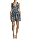 Devon Sleeveless V-Neck Party Dress, Navy