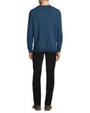 Cashmere Long-Sleeve V-Neck Sweater, Heather Militia
