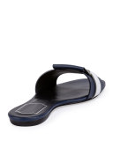 Pilgrim Jour Leather Flat Slide Sandal, Blue/Silver