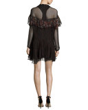 Karmen Printed Voile Shift Dress, Black/Red