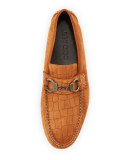 Brogan Men's Crocodile-Embossed Driver with Handcuff Detail