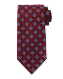 Medallion-Print Silk Tie, Red/Blue
