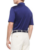 Solid Lisle-Knit Cotton Polo Shirt, Navy