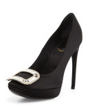 Limelight Choc Satin Platform Pump, Black