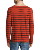 Orvar Striped Long-Sleeve T-Shirt, Blood Orange