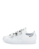 Stan Smith Metallic Triple-Strap Sneaker, White/Silver