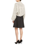 Box-Pleat Long-Sleeve Dress, Black