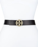 Reversible Classic Logo Leather Belt, Black/Luggage