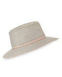 Courtney Snake-Trim Fedora Hat, Light Gray