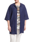 Fervore Crinkled Long Jacket, Plus Size