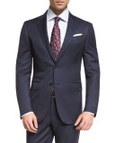 Wool Tonal-Check Two-Piece Suit, Navy
