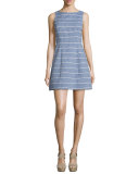 Lindsey Structured Striped Dress, Blue