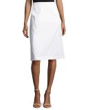 Coralyn Stretch-Canvas A-Line Skirt, White
