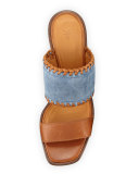 Ashley Suede & Leather Mule Sandal, Blue