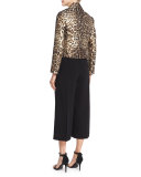 Sleeveless Cropped Wide-Leg Jumpsuit, Nero