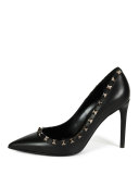 Rockstud Leather 100mm Pump, Black (Nero)
