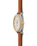 36mm Gomelsky Leather Strap Watch, Pearlescent White/Bourbon
