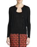 Zigzag Crewneck Cropped Cardigan, Black