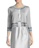 Embroidered 3/4-Sleeve Shrug 