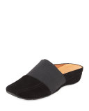 Iso Stretch-Panel Suede Mule, Black