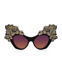 The Butterfly Mirrored Sunglasses, Black