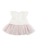 Sleeveless Jersey & Tulle Dress w/ Leggings, Pink/Gray, Size 6-24 Months