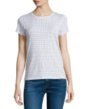 Base Short-Sleeve Jewel-Neck Tee, White Print