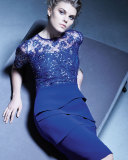 Lace & Crepe Sheath Dress, Cobalt