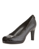 Logoplainfield Snake-Print Pump, Black Crystal