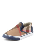 Navy Check Slip-On Sneaker, Toddler