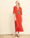3/4-Sleeve Cotton Interlock Maxi Dress, Plus Size