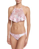 Roza Frill Halter Two-piece Bikini Swimsuit, Floral