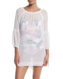Chiffon Off-the-Shoulder Coverup Tunic