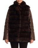 Reversible Sable Fur Vest & Puffer Jacket, Brown