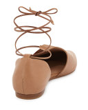 Noella Leather Lace-Up Flat, Sand