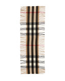 Men's Half Mega Check Cashmere Scarf, Camel