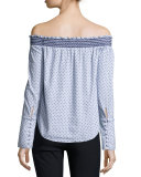 Off-the-Shoulder Boxy Polka-Dot Top, Oxford