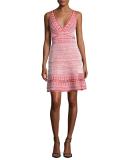Sleeveless Jacquard Dress, Red